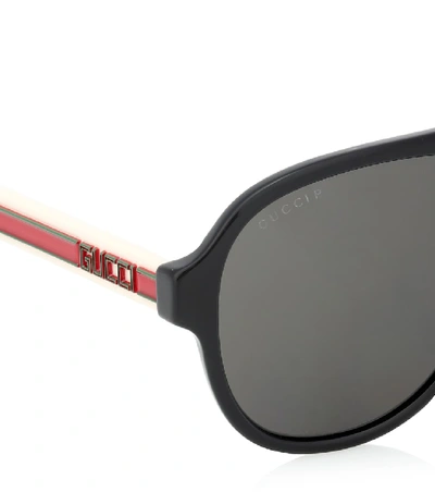 Shop Gucci Aviator Acetate Sunglasses In Black