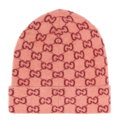Shop Gucci Gg Jacquard Wool Beanie In Pink