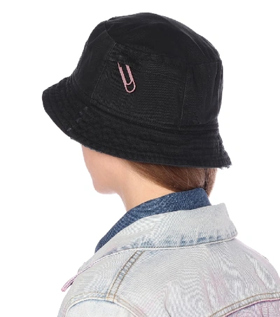 Shop Off-white Logo Cotton Twill Bucket Hat In Black