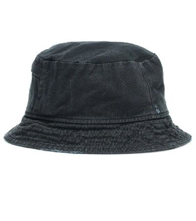 Shop Off-white Logo Cotton Twill Bucket Hat In Black