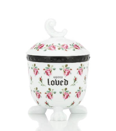 Shop Gucci Mehen Rose-print Lion Candle In White