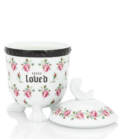 Shop Gucci Mehen Rose-print Lion Candle In White