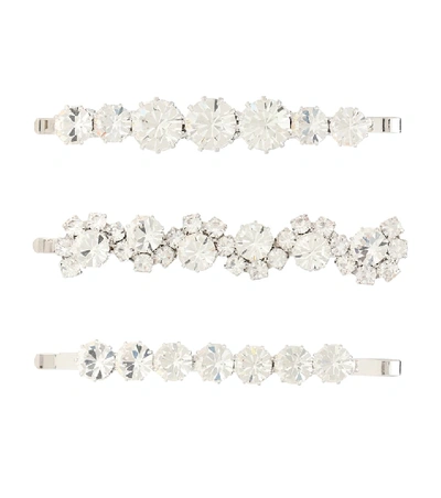 Shop Alessandra Rich Set Of 3 Crystal Hair Slides In Silver