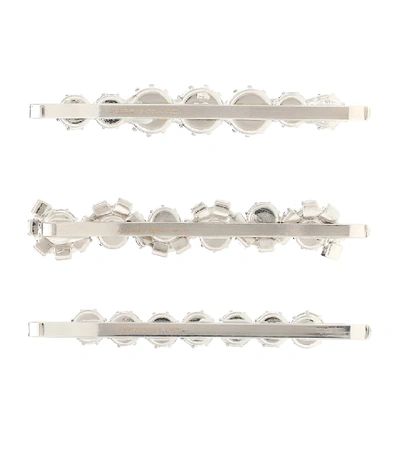 Shop Alessandra Rich Set Of 3 Crystal Hair Slides In Silver