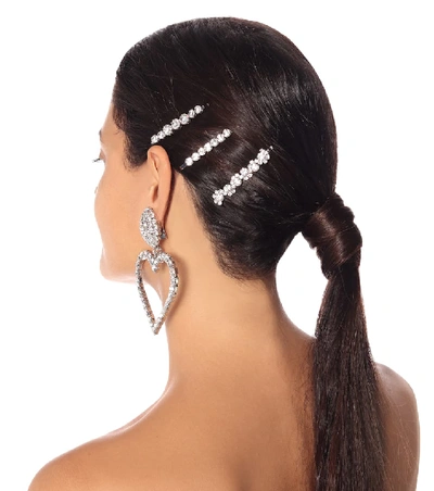 Shop Alessandra Rich Set Of 3 Crystal Hair Slides In Silver