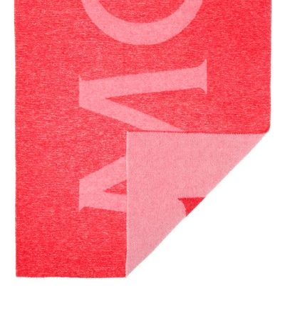 Shop Moncler Logo Wool-blend Scarf In Red