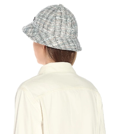 Shop Maison Michel Mara Checked Tweed Hat In Blue