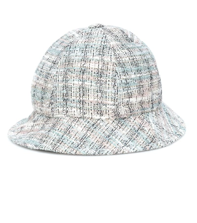 Shop Maison Michel Mara Checked Tweed Hat In Blue