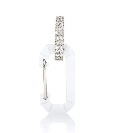 Shop Eéra Eéra Chiara Small 18kt Gold And Silver Single Earring With Diamonds In White