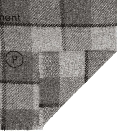 Shop Acne Studios Checked Wool Scarf In Grey