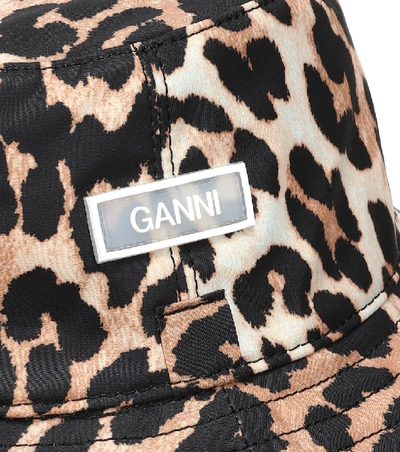 Shop Ganni Leopard-print Hat In Beige