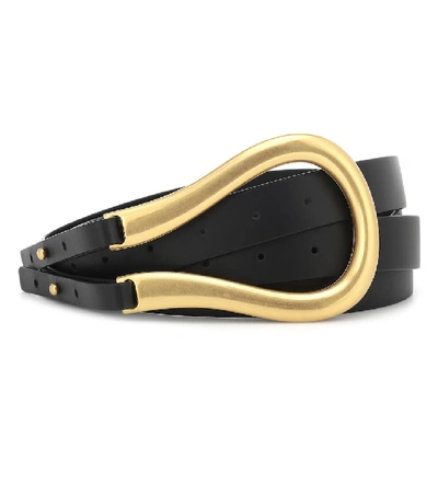Shop Bottega Veneta Leather Belt In Black