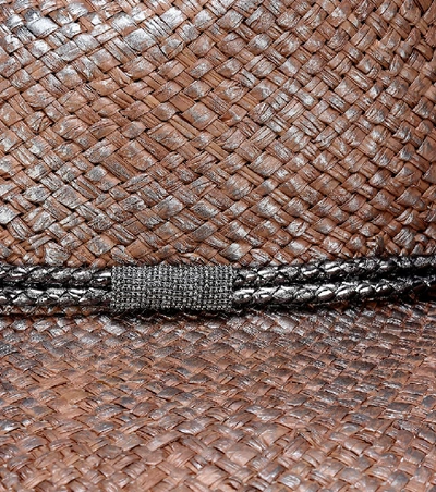 Shop Brunello Cucinelli Leather-trimmed Straw Hat In Brown