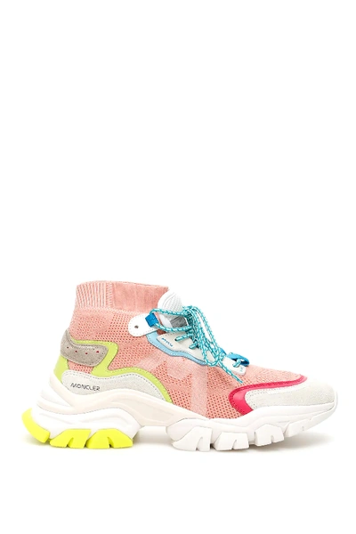 Shop Moncler Leave No Trace High Sneakers In Pink/green/grey