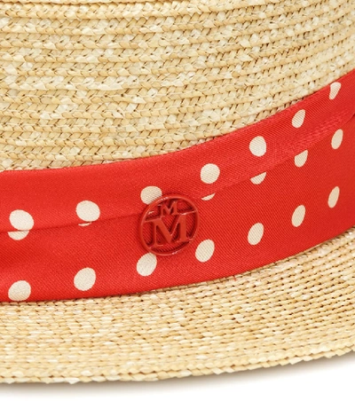 Shop Maison Michel Kiki Polka-dot Straw Hat In Neutrals