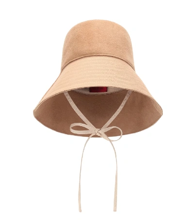 Shop Valentino Felt Bucket Hat In Beige