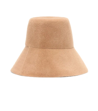 Shop Valentino Felt Bucket Hat In Beige