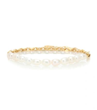 Shop Anissa Kermiche Duel Pearl And 18kt Gold-plated Anklet In White