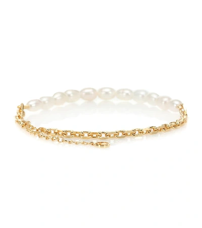 Shop Anissa Kermiche Duel Pearl And 18kt Gold-plated Anklet In White