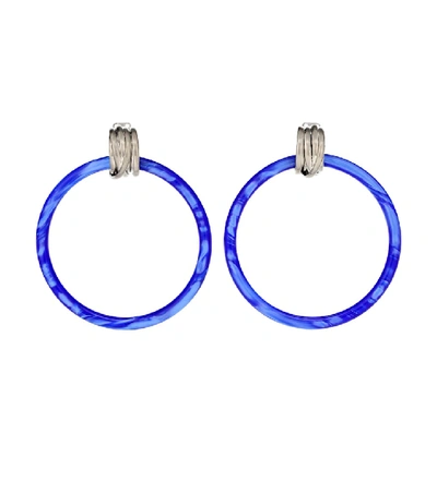 Shop Balenciaga Hoop Earrings In Blue