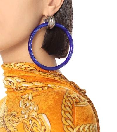 Shop Balenciaga Hoop Earrings In Blue