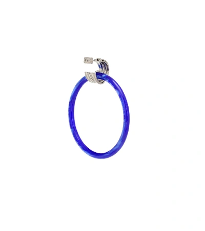 Shop Balenciaga Hoop Earrings In Blue