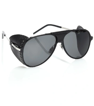 Shop Saint Laurent Classic 11 Blind Spoiler Aviator Sunglasses In Black