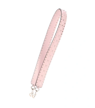 Shop Valentino Rockstud Spike Leather Shoulder Strap In Pink