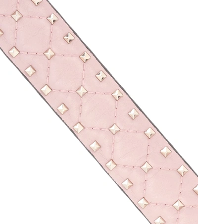 Shop Valentino Rockstud Spike Leather Shoulder Strap In Pink
