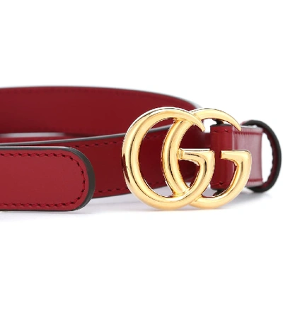 Shop Gucci Gg Leather Belt In Red