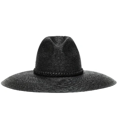 Shop Saint Laurent Grand Straw Hat In Black
