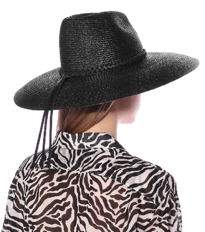 Shop Saint Laurent Grand Straw Hat In Black