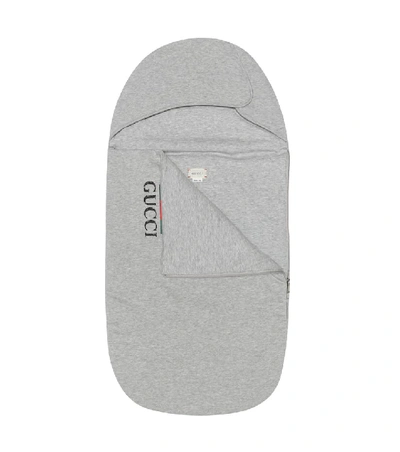 Shop Gucci Logo Cotton Bunting Bag In Grey