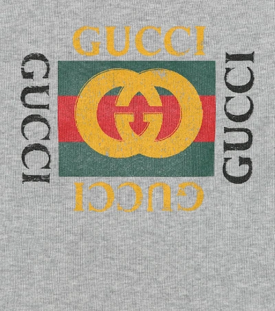 Shop Gucci Logo Cotton Bunting Bag In Grey