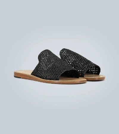 Shop Dolce & Gabbana Braided Raffia Slides In Black