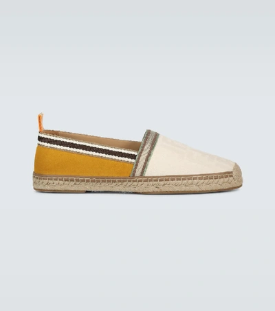 Shop Fendi Canvas Jacquard Espadrilles In Beige