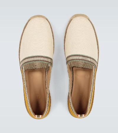 Shop Fendi Canvas Jacquard Espadrilles In Beige