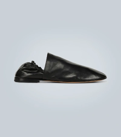Shop Bottega Veneta Soft Leather Slip-on Loafers In Black