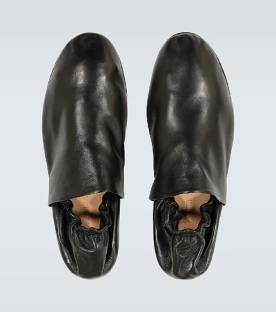Shop Bottega Veneta Soft Leather Slip-on Loafers In Black