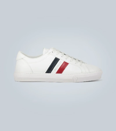 Shop Moncler New Monaco Leather Sneakers In White