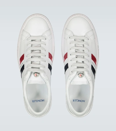 Shop Moncler New Monaco Leather Sneakers In White