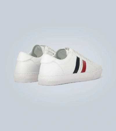 Shop Moncler New Monaco Leather Sneakers In White