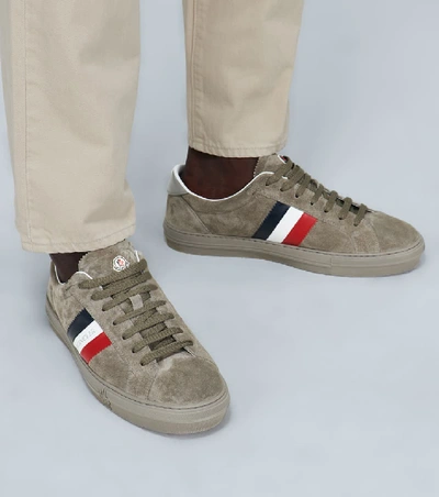 Shop Moncler New Monaco Suede Sneakers In Grey