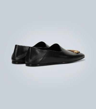 Shop Balenciaga Cosy Bb Detail Leather Loafers In Black