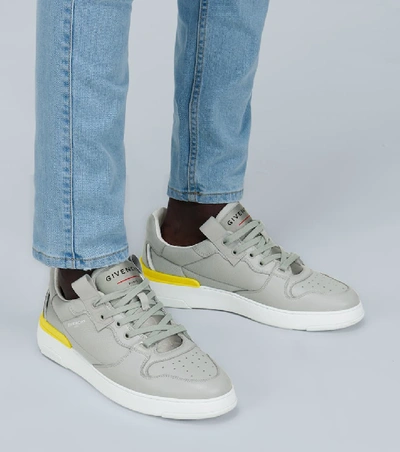 Shop Givenchy Wing Low Leather Sneakers In Grey