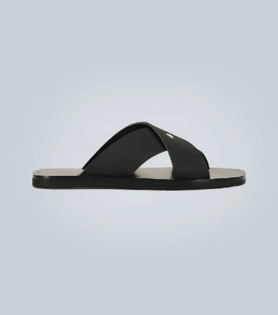 Shop Jil Sander Rubber Crisscross Sandals In Black