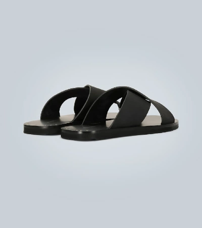 Shop Jil Sander Rubber Crisscross Sandals In Black