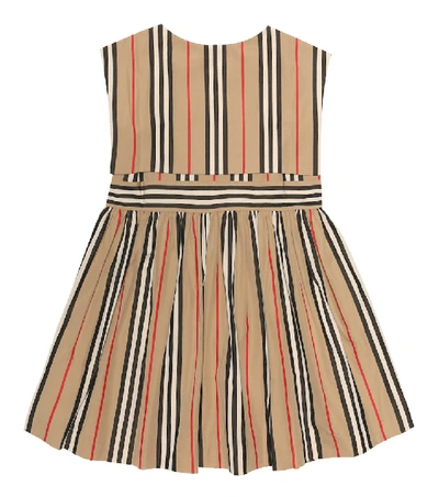 Shop Burberry Icon Stripe Cotton-poplin Dress In Beige
