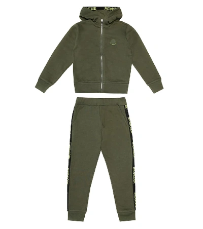 Moncler Kids' Cotton Jersey Tracksuit In Green | ModeSens