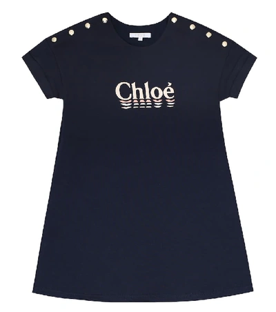 Shop Chloé Cotton-blend Dress In Blue
